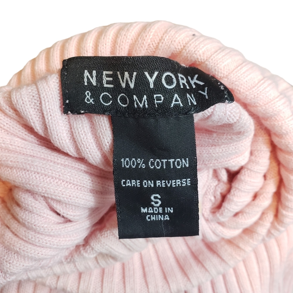 NY&Co Light Pink Ribbed Knit Turtleneck Sweater - Picture 3 of 5